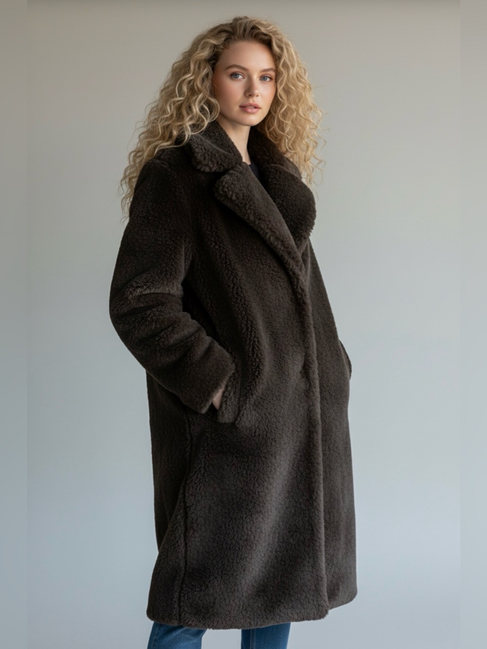 🫶🏻 GAP Long Teddy Coat in Dark Brown